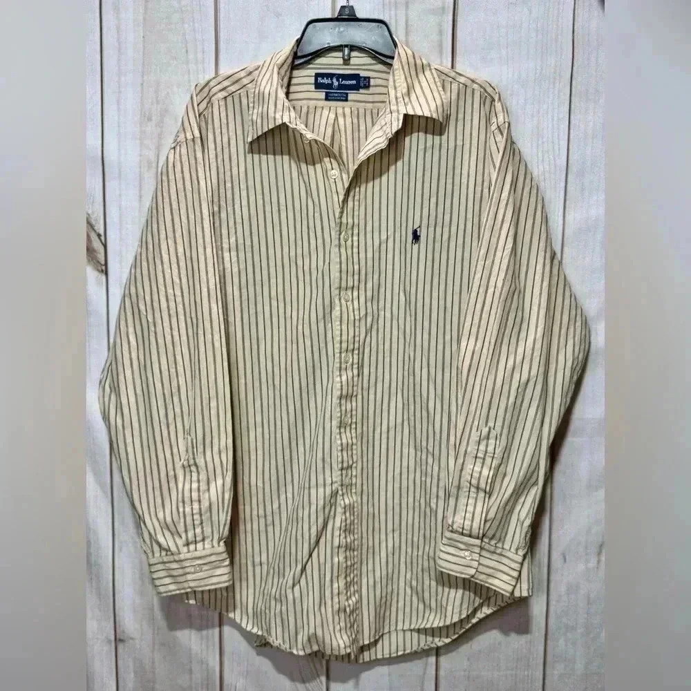 Ralph Lauren Yarmouth Men’s Striped Button Down Dress‎ Shirt Size 17 34/35